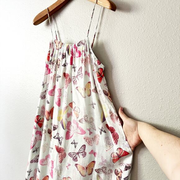 Hale Bob Butterfly 100% Linen Midi Spaghetti Strap Sun Dress women's size small - Picture 3 of 12